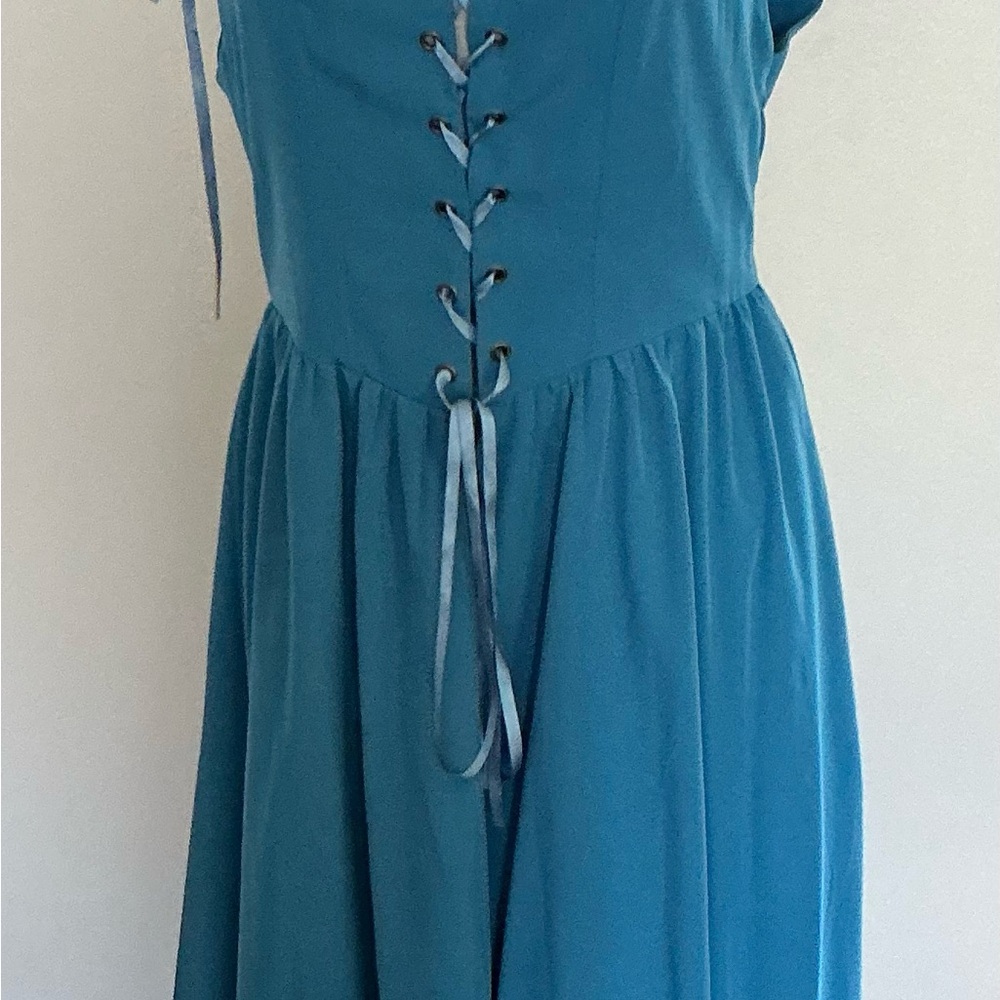 Blue Lace-Up Dress